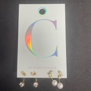 “C” Anthropologie Gold Jacket Earrings